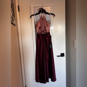 Lulu's Backless Pink and Burgundy Dress